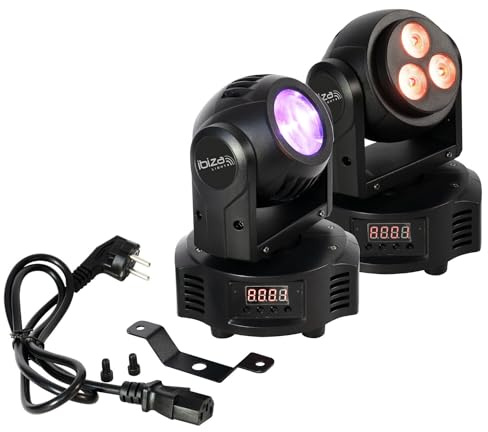 Ibiza - MH-BEAM-WASH - Lyre double face avec 1 effet BEAM (1 Led 4-in-1 RGBW) & 1 effet WASH (3 LEDs 4-in-1 RGBW) - 14/18 canaux DMX - Effet stroboscope - Soirée, fête, spectacle, événement