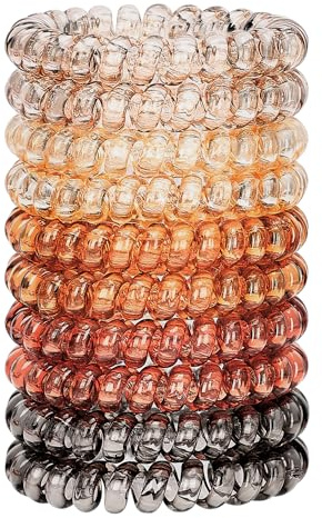 JessLab Espiral Corbatas en Pelo, 10 Pcs sin Rastro Cintas de Cordón Telefónico sin Daños, Plástico Porta Cola de Cabello para Mujeres y Niñas, Colores Surtidos (#34)