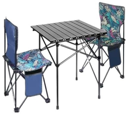Tische und Stühle für den Außenbereich, Klapptisch und Stuhlset für den Außenbereich, Picknicktisch und -stuhl, tragbares Camping-Picknicktisch und -stuhlset, Tisch und Stühle (Farbe: A, Größe: G) (AP