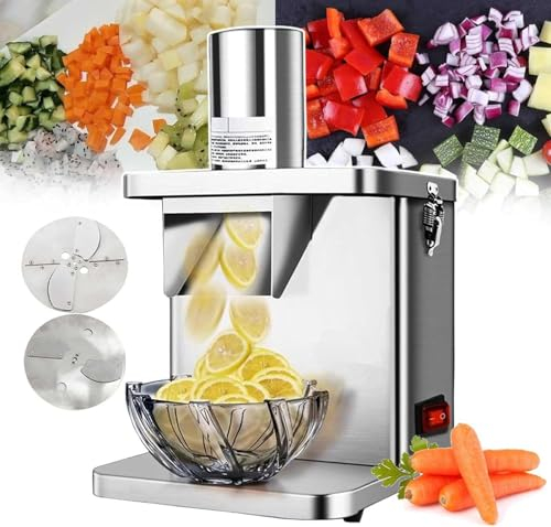 Commercial Household Dicing Machine for Fruit and Vegetable - Electric Slicing Machine, Stainless Steel Food Slicer for Cutting Potato, Carrot, Onion, Lotus Root - Ideal for Kitchen and Food Prep