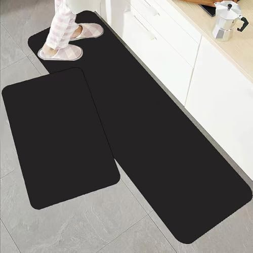 Hixingo Tapis Cuisine Antidérapant, Absorbant Diatomite - Tapis Devant Evier, Lavable - Noir, 60x90cm