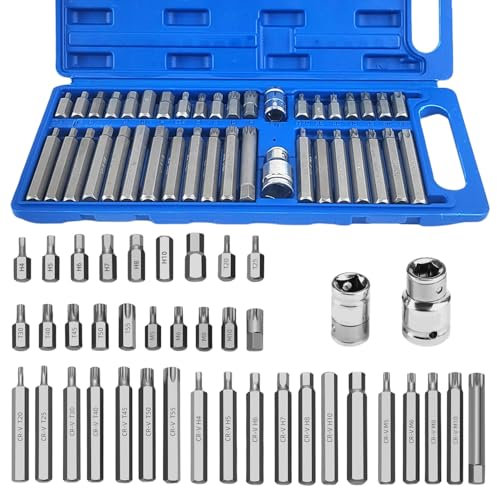 Lot de 40 tournevis Torx à boussole, embouts tête de prune, hexagonal et spline, douilles 1/2 et 3/8 pouces, pour atelier et usine