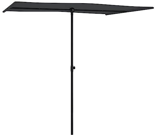 Higsose Gartenschirm Sonnenschirm 180x130x215 cm Höhenverstellbar Marktschirm Terrassenschirm mit Metallmast und Rippen 360 Grad Drehbar Schwarz Parasol Balkon Schirm UV Schutz Polyester
