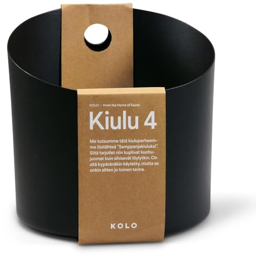 KOLO Kiulu 4 Sauna Kübel 5 l - Schwarzes Aluminium - Bambusgriff - Langlebiges zweiteiliges Sauna-Set für Aufgüsse und authentische finnische Saunakultur - Made in Finland