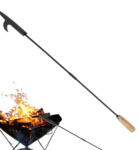 Nuyhadds Feuer-Poker für Feuerstelle im Freien, Feuer-Poker | Camping Feuer Poker - Feuerschalen-Schürhaken für Outdoor-Camping, 33-Zoll-Kamin-Schürhaken-Werkzeug, Feuer-Schürhaken mit Holzgriff