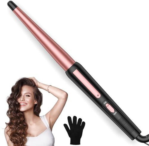 Curling Wand 3-25MM Tapered Hair Wand Curler Curling Iron, Professional Ceramic Curling Wand for Long Hair, Dual Voltage Curling Tong