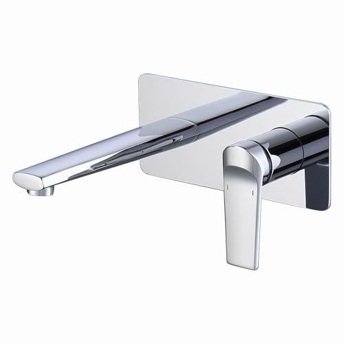 BiaoTeng Wand Waschtischarmatur Unterputz Warm und Kalt Messing Armatur Waschbecken aus Der Wand Unterputz Mischbatterie Bad Chrom