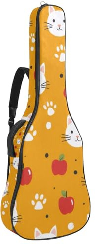KengjuTesu 43 Zoll Akustikgitarre Softcase mit Rucksackgurt und 2 Taschen Früchte Katze Muster Keine Polsterung Rucksack Wasserdicht Oxford Tuch Bassgitarre Gigbag für Konzertgitarre, mehrfarbig,