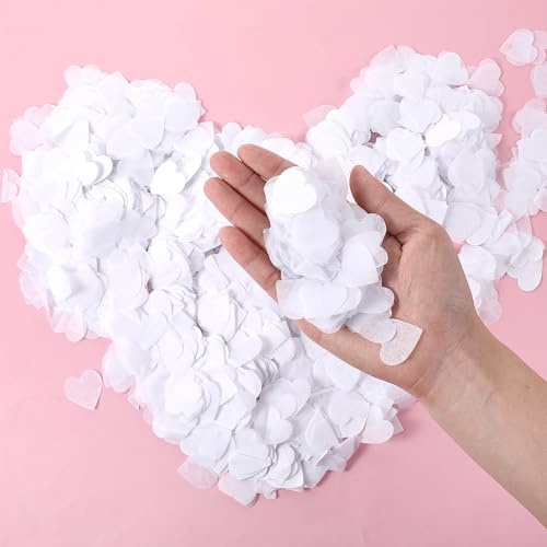 Oruola 8000 Stück Konfetti Hochzeit Weiß, Konfettis Biologisch Abbaubar, Hochzeitskonfetti, Konfetti Weiß für Jahrestag,Geburtstag,Abschlussfeier,Hochzeit,Brautparty und Babyparty