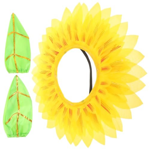DECHOUS Sonnenblumen Hut Kopfbedeckung Für Cosplay Halloween Party Mit Handschuhen Leicht