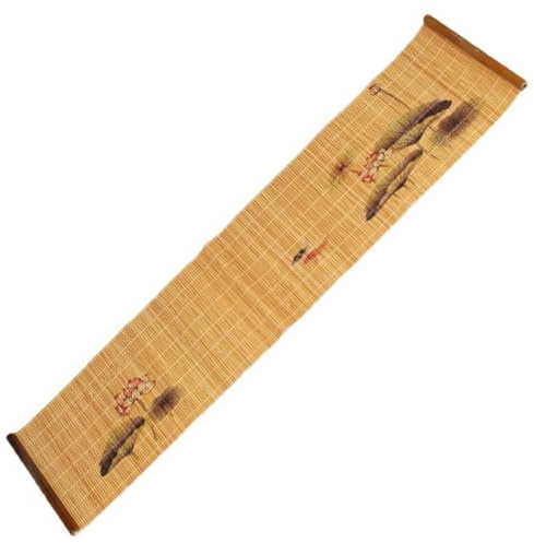 Baokuan Tapete para Té De Bambú Creativo, Tapete para Té con Estampado De Loto, Tapete para Té De Bambú Resistente Calor, Tapete para Ceremonia del Té, Tapete De Mesa Impermeable para Hogar
