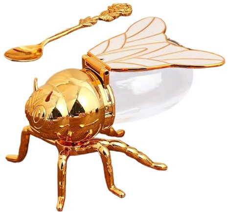 Honigglas in Bienenform, für Küche, Honigtöpfe, Bienensiruphalter, einfache Ausgießkontrolle, temperaturbeständige Materialien, 15 x 10 x 9 cm, schwarz, für Desserts, Gewürze und Süßigkeiten
