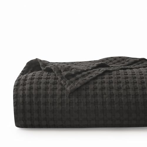 CHUFFED 100% Baumwolldecke 150 x 200 cm Tagesdecke Waffelpique Decke Weiche & Atmungsaktive Leichte Oeko-TEX® Zertifiziert-Sofa Couch Überwurf Bettüberwurf Kuschedecke Bettdecke Anthrazit