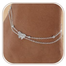 VIROMY guld vristlänk för kvinnor 14K guld/silver pläterat hjärta onda öga CZ vristlänk justerbar vattentät fotkedja liten zirkon fotkedja, 8.3 inches, Mässing