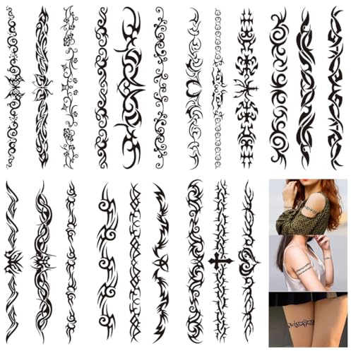 7 Bögen Temporäre Tattoos,Schwarze Tribal Fake Tattoos Aufkleber,Skizzen,Temporäre Tattoo Aufkleber,Klebetattoos für Damen und Herren,tattoos zum aufkleben