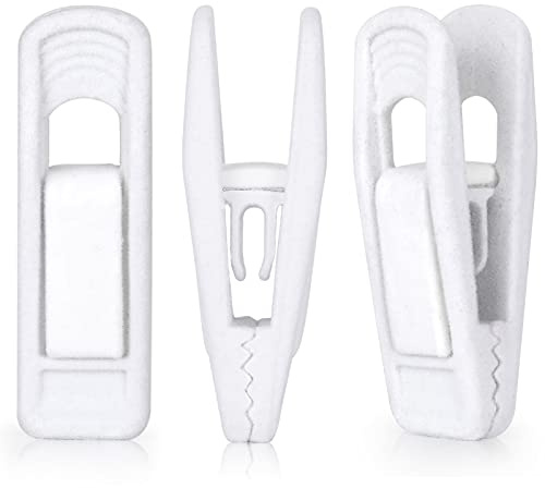 Tinfol White Velvet Hanger Clips, 80PC Pants Velvet Clips, Clothes Hanger Clip Clothes Pin, Strong Finger Flocked Clip Perfect for Slim-line Clothes Velvet Hangers