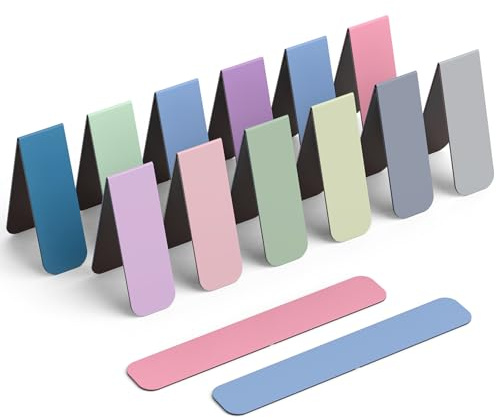 Uniclife 12 Pcs Magnetic Bookmark, Bookmarks for Women, Magnet Book Marks for Book Lovers, Book Markers Clip for Readers Teachers Adults and Men, 12 Solid Colors