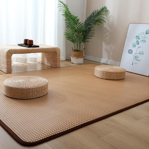 Japanische Tatami-bodenmatte, Natürlicher Bambusteppich rutschfeste Bodenmatte, Sommer Faltbare Boden-schlafmatte Indoor-bodenteppich Für Wohnzimmer Schlafzimmer Kriechende, F, 80x200cm(31x79inch)