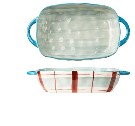 Dh2yjnbf3 Pirofila da Forno Piatto da Forno in Ceramica di Grande capacità da 560 ml. Cottura Domestica. Ciotola di Riso. Insalatiera. Piatto Fondo Teglia da Forno(Blue,1830ml)