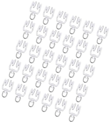 30 pezzi di corsia per tenda da soffitto Rotoli ganci per ganci in plastica e ganci in acciaio per finestre scorrevoli lisce tende facili da installare