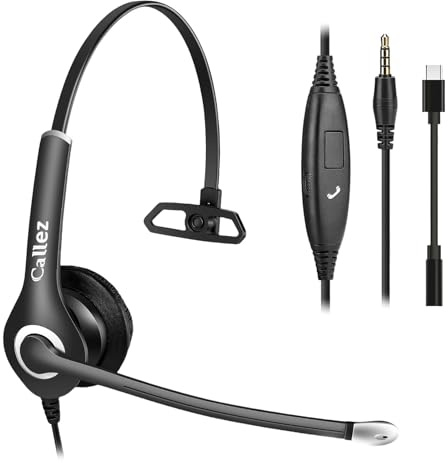 Callez Cuffie per computer con jack da 3,5 mm con microfono a cancellazione del rumore, cuffie con cavo USB-C per laptop, PC, Samsung, iPhone, telefoni cellulari, tablet, Chromebook, team, zoom, casa