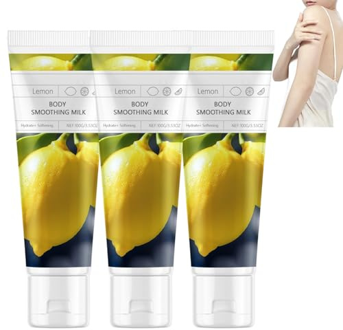 Beruhigende Körperlotion mit Milch und Zitrone, natürliche feuchtigkeitsspendende Körperlotion, erfrischend duftend, nicht fettend, sanft nährend, hydratisierend, macht die Haut weich (3pcs)