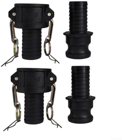 2 set di tubi in polipropilene Camlock con raccordi tipo C ed E per l'uso in sistemi di tubi flessibili per pompa acqua e olio (2,5 cm)