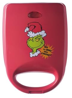 The Grinch from Daewoo Electricals UK Sandwich Toastie Maker, Non-Stick Plates, Red, Locking Handle, 22.3 x 15.5 x 9.3 cm, 1kg