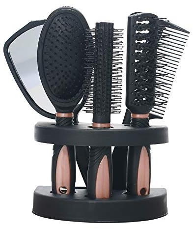 Set di 5 pettini per capelli con specchio, pennelli da taglio professionali per parrucchieri, strumenti per acconciature, supporto per capelli, kit per donne e uomini