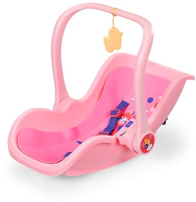 BABY born Seggiolino rosa per bambole con maniglia per il trasporto, cintura di sicurezza e ciondolo