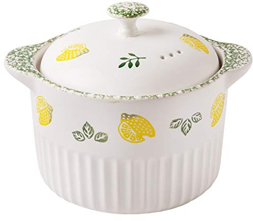 MEVZHH Pentole, Casserole Piatto in Ghisa Braising, Fornoaltato Classico, Zuppa Cinese/Argilla/con Doppia Maniglia e Coperchio, Utensili da Cucina in Ceramica/Verde/5L