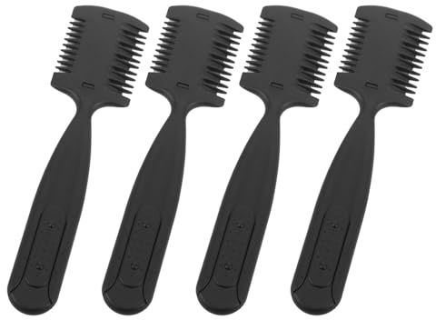 Veemoon 4 Pezzi Pettini Rasoio Doppia Lama per Parrucchieri Professionali Strumento Diluente e Modellante per Capelli Rifinitore per Doppie Punte e Styling Texturizzato Nero Elegante