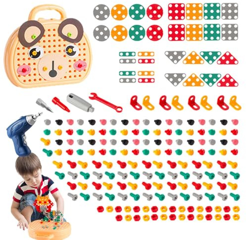 Boîte À Outils - 1 Kit De Bricolage, Perceuse Éducative, Construction Créative, Jeu De Construction, Ingénierie Imaginative, Développement Des Compétences, Constructon Pratique | Jouet D'apprentissag