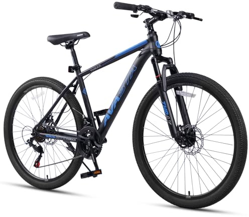 AVASTA 26/27,5-Zoll-Mountainbike für Männer und Frauen, Erwachsene, mit hochfestem Stahlrahmen und Doppelscheibenbremsen, Vorderradfederung, 21-Gang-Schaltung, verdeckten Bremszügen