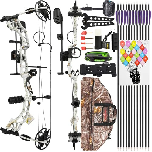 HNZMDY Compound-Bogen-Set – IBO 320 FPS, Zuggewicht 35–70 lbs, Zuglänge 16–30 Zoll, für Erwachsene Jäger und zum Zielschießen
