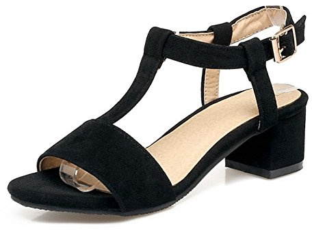 Smilice Trendig Sandals Women Fashion & Casual T-Strap Open Toe Sandals Black