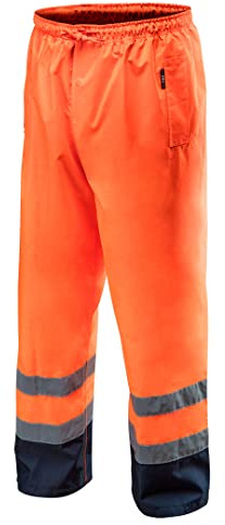 NEO TOOLS Warnschutz Regenhose EN ISO 20471 Warnschutzhose mit Reflektionsstreifen Warnhose orange Neon gelb Arbeitshose Sicherheitshose M orange
