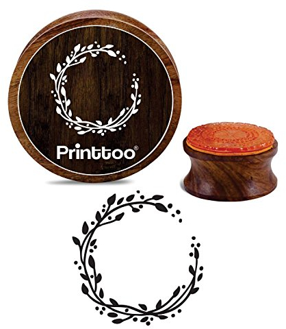 Printtoo Scrap-Buchung Runde Blatt Kranz Holz Stempel Stempel Stamps-3 Zoll