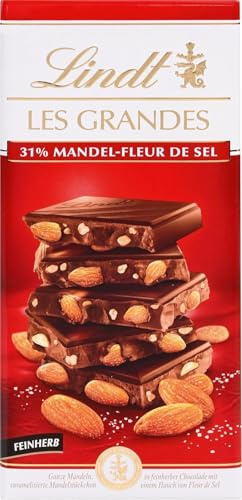 3 x 150g Lindt Les Grandes dunkel Mandel und Meersalz
