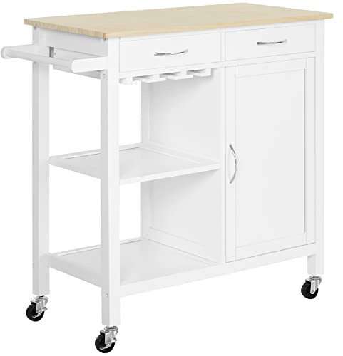 HomCom Carro de Cocina Carrito de Servir Multiusos Estantería Carrito Auxiliar con Ruedas 88.5x40x86cm