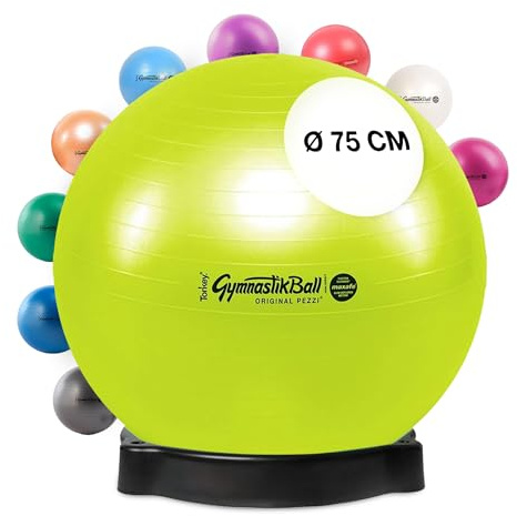 PEZZI Gymnastikball Maxafe Sitzball mit Ballschale | Sitzball mit Burst-Proof-System, belastbar bis 400 kg, für Therapie, Sport und Büro