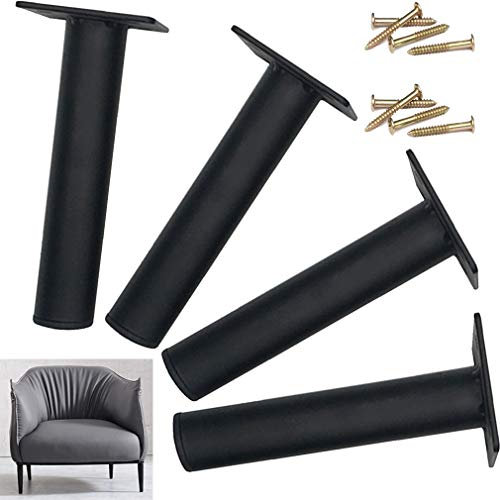 4er Set Metall-Möbelfüße Möbelbeine,Schwarze Sofa Beine,Küche Schrank Fusse,Ersatzfüße für Couchtisch,TV-Schrank,Schreibtisch, Frühstück Bar,Ottomane,Mit Schrauben,Last 800 kg,Runde Röhre(13cm)