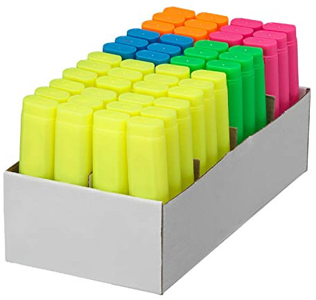 Dataglo Highlighter Bulk Pack | 48 Fluorescent Marking Pens | Assorted Colors – Yellow, Green, Blue, Pink & Orange | Chisel Tip for Precision & Bold Highlighting | Office, School & Home Use