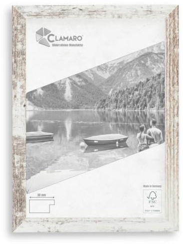 Clamaro 'COLLAGE' Cornice 40x60 fatto a mano | Bianco Antico | moderna cornice rettangolare in MDF con vetro acrilico, pannello posteriore e gancio (in formato orizzontale e verticale)