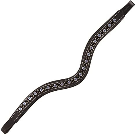 ExionPro Designer-Stirnband mit Kristallen in Schwarz und Türkisblau| Stirnbänder für Pferde | Diamant-Stirnband | (Schwarz, Klein (Ponygröße))