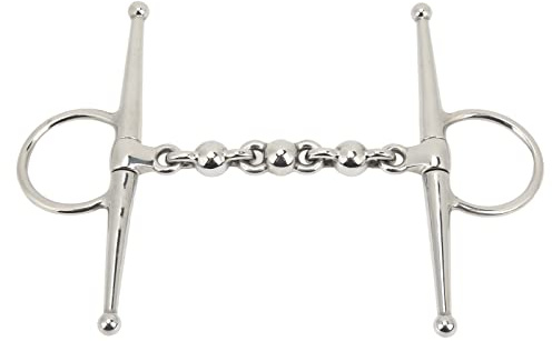 Jeanoko 135 Mm Edelstahl-Pferdegebiss, Professionelles Pferdegebiss, Pferdereiten, Volle Wangentrense mit Kugelkette für Pferdefarm, Reitbedarf Gartenzucht