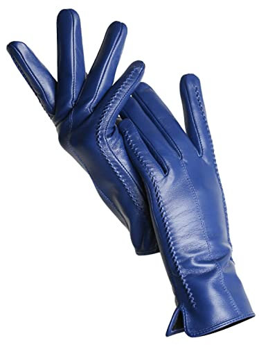 Damen-Handschuhe aus Lammfellimitat, Winter, warm, Samt, kurz, dünn, Touchscreen, Farbe: Königsblau, Touch 8