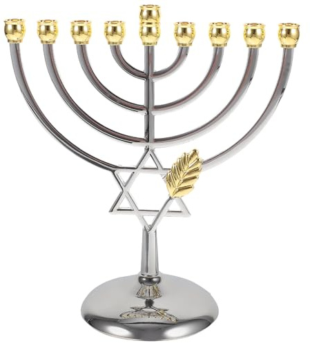 Warmhm Hanukkah Menorah 9 Branch Vintage Candlestick Decorative Menorahs Candle Holder Jewish Candle Holder Candle Stand Metal Craft for New Year Festival Table Centerpiece