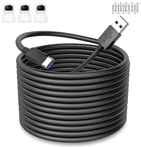 USB C Kabel 10m für Xiaomi Mi Wireless Outdoor Security Camera 1080P,Black | Typ C Ladekabel Power Extension Ladekabel für Xiaomi Mi Camera 2K Magnetic Mount,Netzteil Stromkabel für Sicherheitskamera