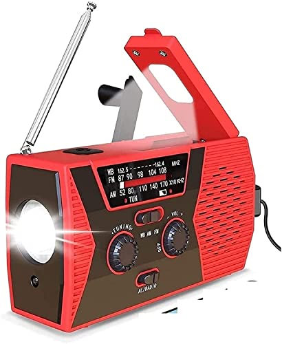 LIIAV 2000mAh NOAA Emergency Weather Radio Portable Power Bank with Solar Charging, Hand Crank, SOS Alarm, AM/FM & LED Flashlight for Outdoor Emergency